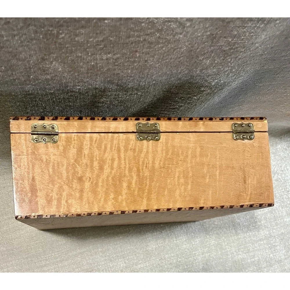 Handmade Wood Jewelry Box Floral Marquetry Inlay Birdseye Maple Big Rapids MI